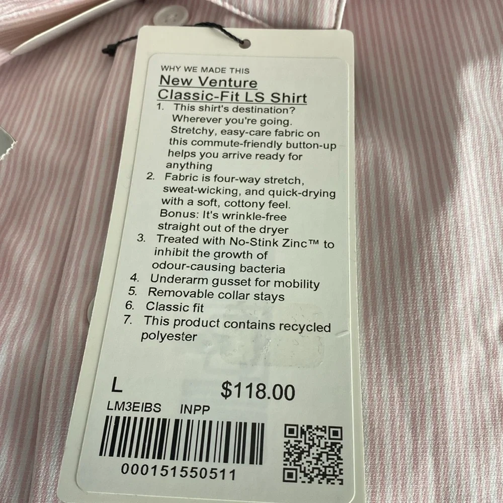 Lululemon Men's New Venture Classic Fit Long‎ Sleeve Shirt NWT Medium